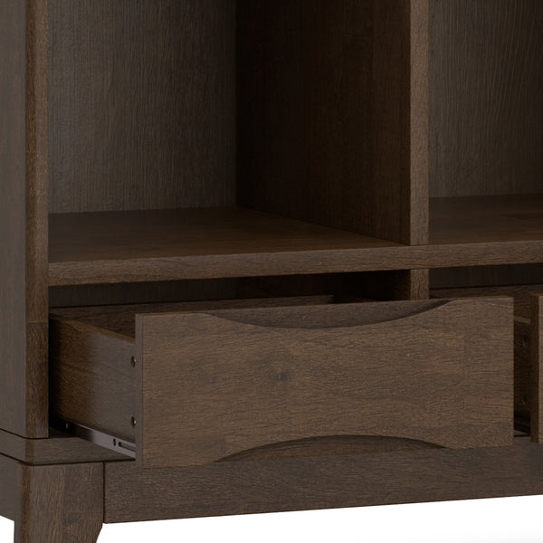 English Elm Harper Walnut Brown 6-Cube Storage with 3 Drawers - Handcrafted Wood Cabinet, Tapered Legs, 48" B136P238612