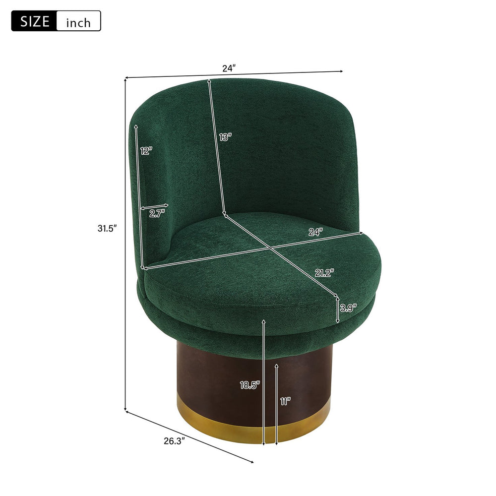 English Elm 360°swivel Chenille Barrel Chair Mid-century Round Seat for Living Room or Bedroom N763P331762F