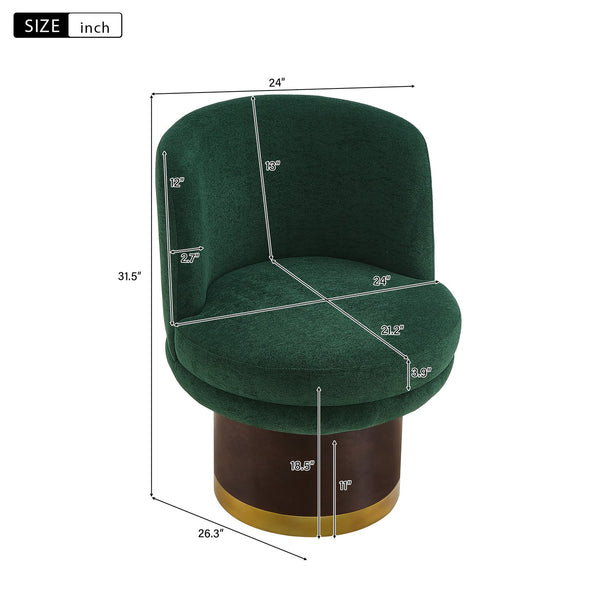 English Elm 360°swivel Chenille Barrel Chair Mid-century Round Seat for Living Room or Bedroom N763P331762F