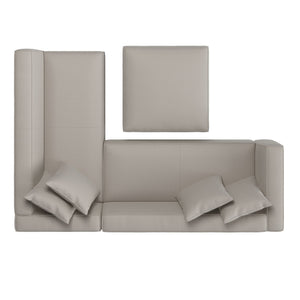 English Elm Marston Corduroy L-shape Sectional Sofa Deep Seating Six Seat Modern Living Room Gray B127S00001