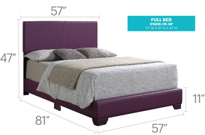 English Elm Inviting Purple Full Bed with Sturdy PU Frame, 47"H x 57"W x 81"D, Vibrant Casual Style, Easy Assembly B078108070