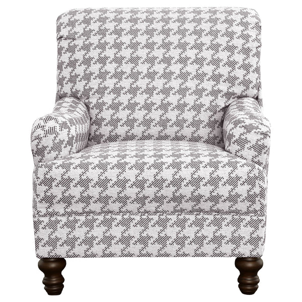English Elm Danforth Overscaled Houndstooth Upholstered High Back Accent Chair with Pleated Arms & Turned Legs Grey B062P340748