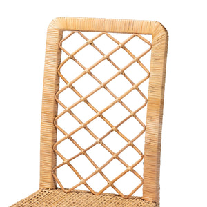 English Elm Modern Rattan Openwork Backrest Counter Stool Mahogany Frame for Kitchen Islands B2750P420423