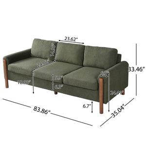 English Elm Christopher Knight Home® - 83.86" 3-Seater Sofa in Teddy Velvet with Curved Armrests & Solid Wood Legs, Plush Durable Comfort Green N765P331021N