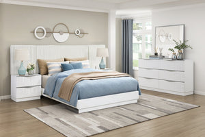 English Elm Luxurious Pearl White Six Drawer Dresser Glam Bedroom Storage Textured Panels B011P455645