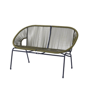 English Elm Christopher Knight Home® - CONDESSA Modern Outdoor Wicker Loveseat with Hammock Weave, Durable PE Rattan & Powder Coat Iron Frame Green N775P241727G