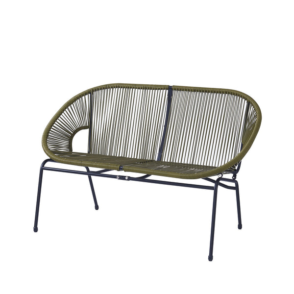 English Elm Christopher Knight Home® - CONDESSA Modern Outdoor Wicker Loveseat with Hammock Weave, Durable PE Rattan & Powder Coat Iron Frame Green N775P241727G