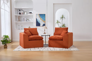 English Elm UNITED Cloud Couch Modular Sectional Sofa with Corduroy Cover, Ergonomic 2-Seater, No Assembly Needed Orange W1568P371118