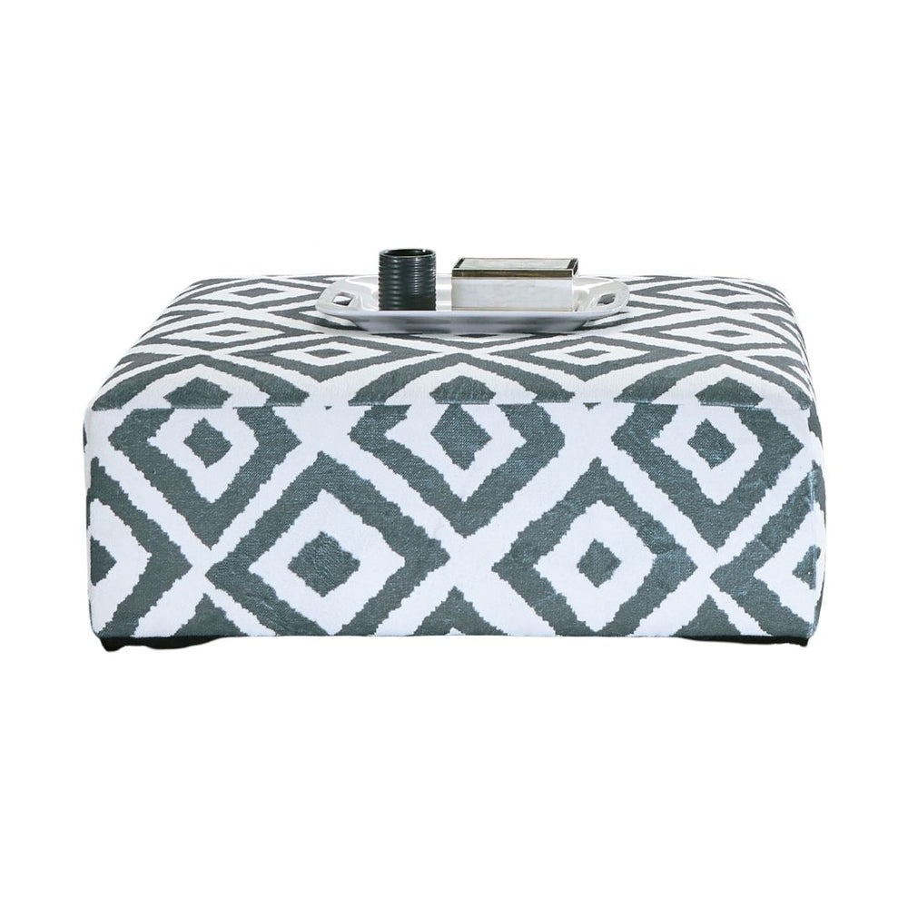 English Elm Upholstery Plush Square Chenille Ottoman with Solid Wood Block Legs — Versatile Seating & Accent Piece, 41"W x 41"D x 20"H Gunmetal,Ivory 42 L x 42 W x 15 H B2741P354523