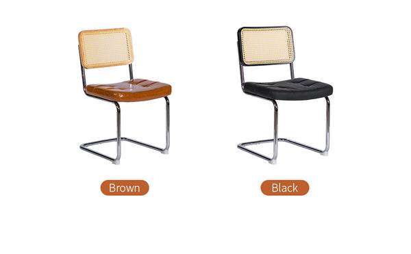 English Elm Dining Chairs Set of 4 Velvet Seat Woven Rattan Back Chrome Cantilever Frame Brown W2105S00006