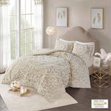 Laetitia Shabby Chic Tufted Cotton Chenille Medallion Comforter Set