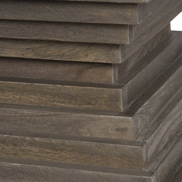 Crestview Collection Stacked Hourglass Wood End Table - Modern Mindi Wood Design With Warm Gray Finish For Stylish Décor Brown Solid Wood Cvfnr4416