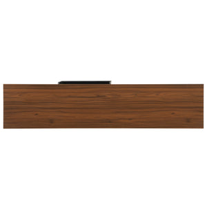 English Elm U-can Mid Century Walnut Media Console with Sliding Doors and Metal Frame for Living Rooms Black N724P360370B