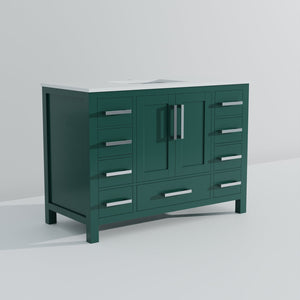 English Elm Green 48 in. Bath Vanity with Cultured Marble Top, Solid Wood, Soft-Close Drawers & Ample Storage B2731P259070