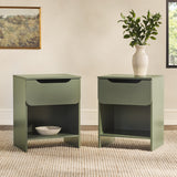 Simple Modern 1-Drawer Nightstand - Set of 2 Green DOMB4CGRC-2PK Walker Edison