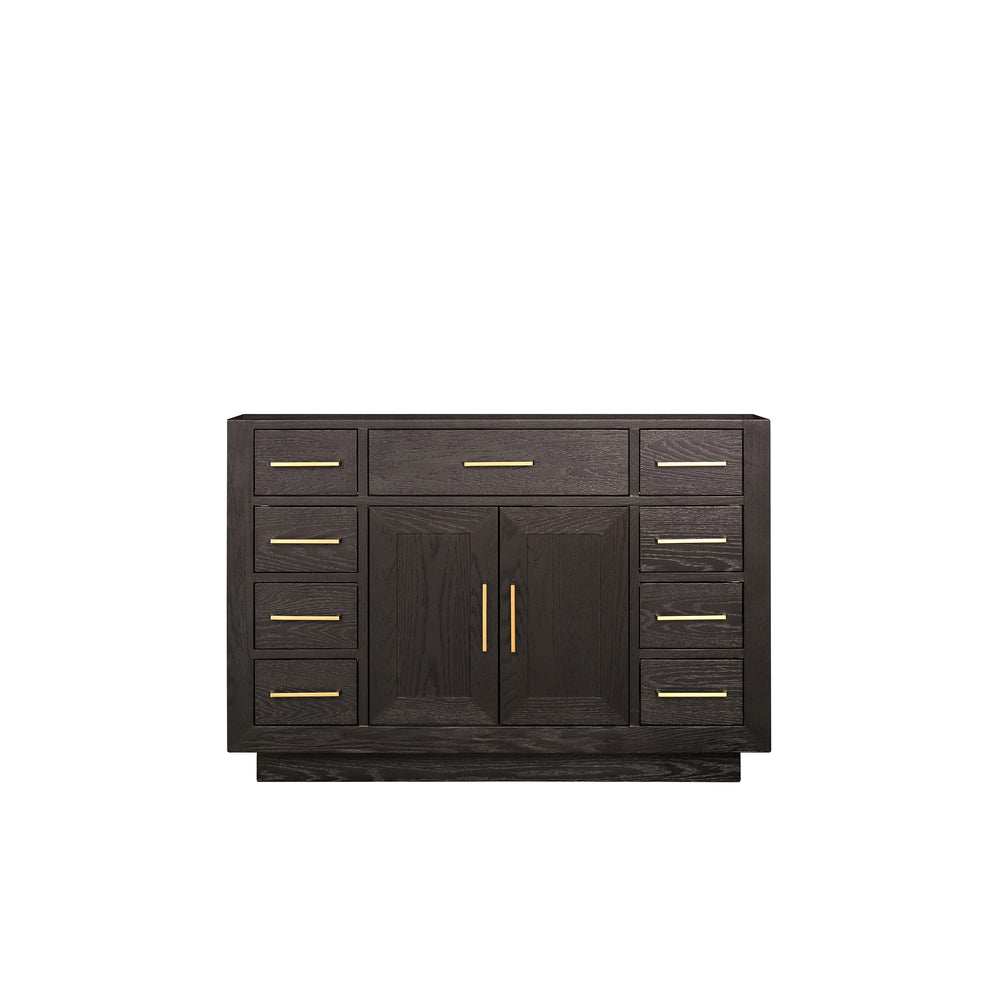 English Elm Brown Oak Midcentury Single Bath Vanity 48" Wide x 22" Deep - Soft Close, Fully Assembled, Storage B2731P257690