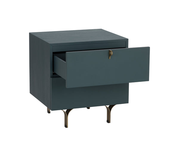 Sunpan Celine Nightstand - Elegant Two-Drawer Design with Antique Brass Feet for a Luxe Bedroom Retreat Small - 19.75W x 17.75D x 20.5H