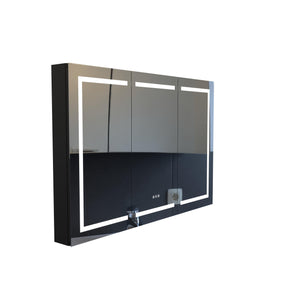 English Elm 53 Inch Matte Black Aluminum Medicine Cabinet with Led Lighting and Defogging Mirror T3785P491991