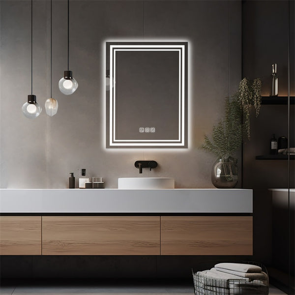 English Elm LED 36"x28" Bathroom Mirror with Front & Backlight, CRI90+ Dimmable 3-Color, 5-Min Defog, Memory T3177P284018
