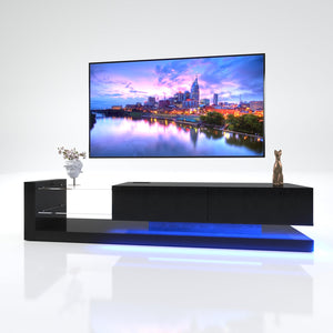 English Elm [new New Update Led Tv Stand with Power Outlet Fits 75 Inch Screens Modern Console Black W1701P413008