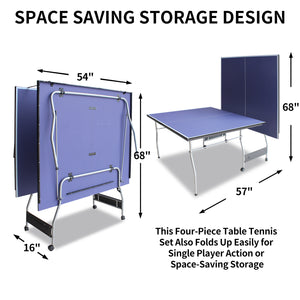 English Elm 8ft Foldable Ping Pong Table Aluminum Frame Indoor Game Set with Paddles Net Balls W1408P153462