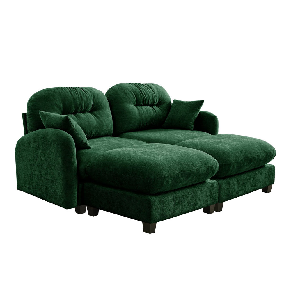 English Elm Cloud Sectional Sofa - Luxurious Green Chenille With Tufted Backrest & Modular Design For Any Space W714S01396