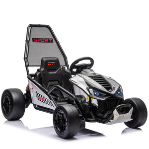 English Elm 24v Dual Motor Kids Go Kart with Drift Mode Roll Cage and Rear Suspension Ages 6 to 12 W1578P454061