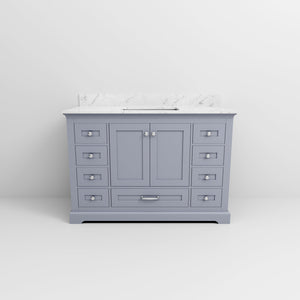 English Elm Dark Grey Single Bath Vanity With Carrara Marble Top - Ample Storage, Soft-Close Drawers & Timeless Style B2731P258212