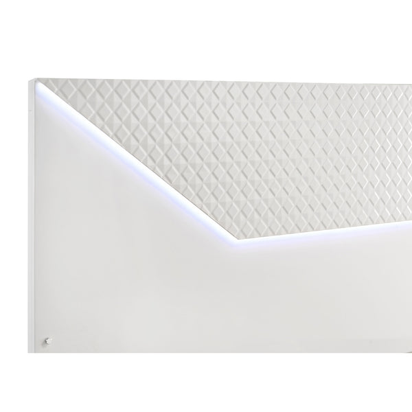 English Elm Pierce Eastern King Panel Bed with Led Lighting and Gloss Diamond Embossed Headboard B062S01566