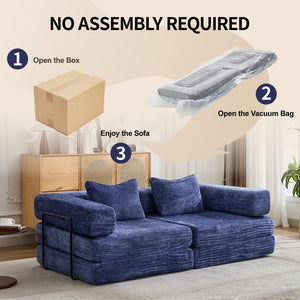 English Elm Compression Convertible Floor Sofa Bed – Stylish Chenille Loveseat, Easy Setup, Ideal For Small Spaces W3723P345645