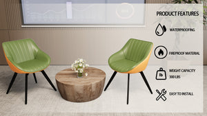 English Elm 29.53" Mid-Century Modern Coffee Table Set With 2 Pu Chairs For Stylish Living & Dining Spaces W2189S00505