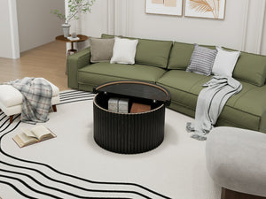English Elm Coffee Table - Modern Round Accent Table With Flip-Top Storage For Stylish Living Room Spaces W688P248118