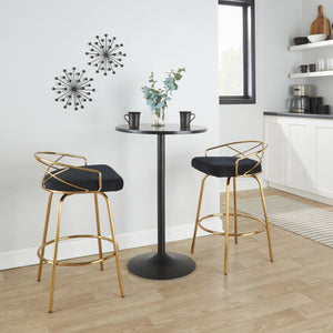English Elm 26"/art Deco Tufted Velvet Swivel Counterstools with Gold Base for Kitchen Bar Set of 2 B202S02148