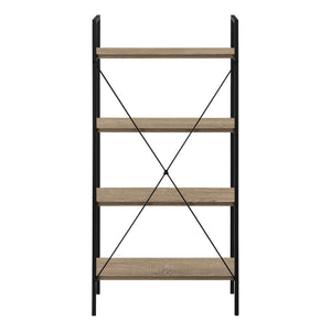 English Elm Bookshelf, 4-Tier Space-Saving Bookcase with Dark Wood-Look Laminate and Black Metal Frame for Home Decor taupe 50 L x 14 W x 4 H B2710P219958
