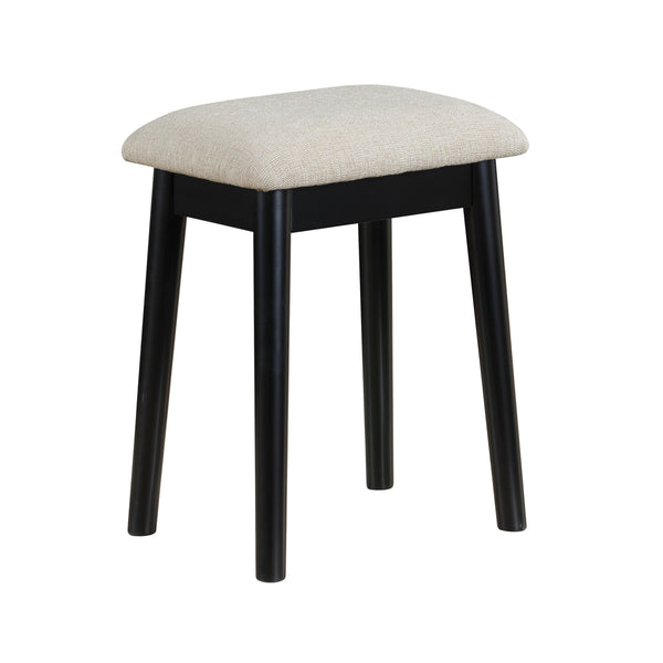 English Elm Beautiful LED Vanity Dresser with Touch Mirror and Padded Stool, Luxe Wood Finish, Brass Pulls, Storage Black 33.75 L x 21.75 W x 13.25 H B011P347325