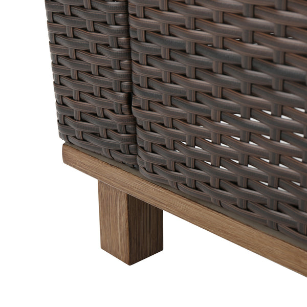 English Elm Christopher Knight Home® - GLENWOOD Single Sofa Brown PE Rattan Outdoor Armchair with Iron Frame, Waterproof Fabric, Compact 52.5" L x 33.15" W x 19.5" H 60773.00MBG