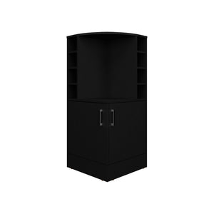 English Elm Hobart Black Bar Cabinet for Living Room — Corner-Saving Engineered Wood, 6 Wine Slots & Storage B092P269906