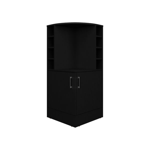 English Elm Hobart Black Bar Cabinet for Living Room — Corner-Saving Engineered Wood, 6 Wine Slots & Storage B092P269906