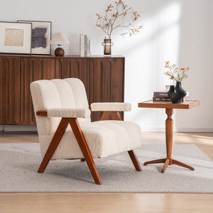 English Elm Mid-century Modern Chenille Accent Chair Cloud Silhouette Oak Frame Living Room Lounge W1170P425382