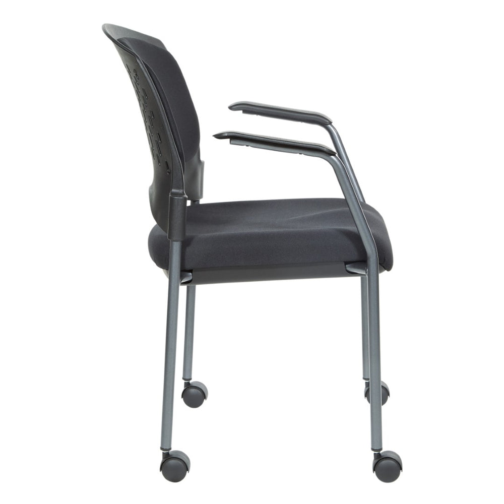 OSP Home Furnishings Upholstered Visitor Chair with Ergonomic Padded Seat Stackable Steel Frame for Office Use 84740-30