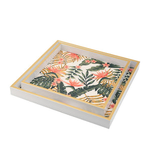 English Elm Set of 2 Botanical Floral Mdf Decorative Trays with Pvc Print for Vanity Display B056P416847
