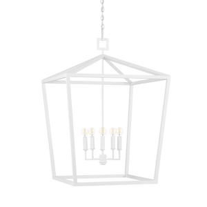 Denison Medium White Lantern - Elegant Hammered Wrought Iron Fixture for Modern Home Décor