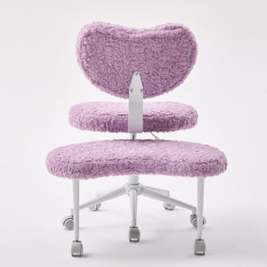 English Elm Artificial Rabbit Hair Cross Legged Desk Chair with Lumbar Support and Swivel Footrest Violet W1143P403572