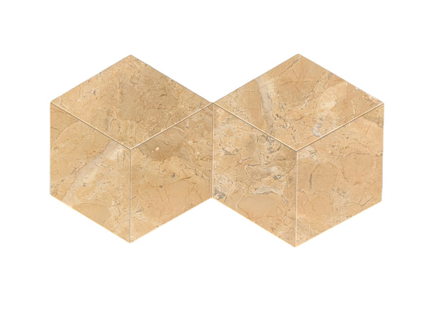 English Elm Hexagon Gold Beige Yellow Marble Tiles - Polished & Textured Natural Stone For Elegant Interiors W1696P262334