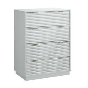 English Elm 4-Drawer Chest In Sleek White Finish With Gold-Tone Accents – Stylish Storage For Any Room! B356P402713