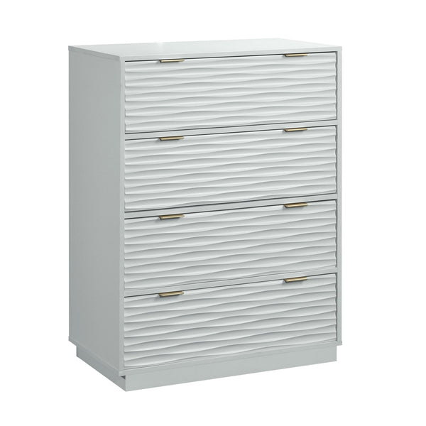 English Elm 4-Drawer Chest In Sleek White Finish With Gold-Tone Accents – Stylish Storage For Any Room! B356P402713