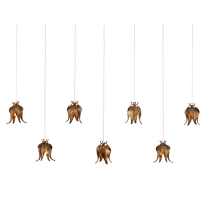 Iota Rectangular Multi-Drop Pendant Light in Antique Brass - Elegant Floral Design for Modern Spaces