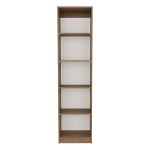 English Elm Verdi Bookcase Eco - 5-Shelf Macadamia & White Storage Solution For Stylish Compact Spaces B092P315586-GIGA
