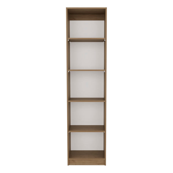 English Elm Verdi Bookcase Eco - 5-Shelf Macadamia & White Storage Solution For Stylish Compact Spaces B092P315586-GIGA