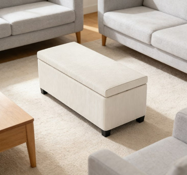 English Elm Spascious Corduroy Storage Bench with Hidden Compartment for Bedroom or Entryway T3971P431243
